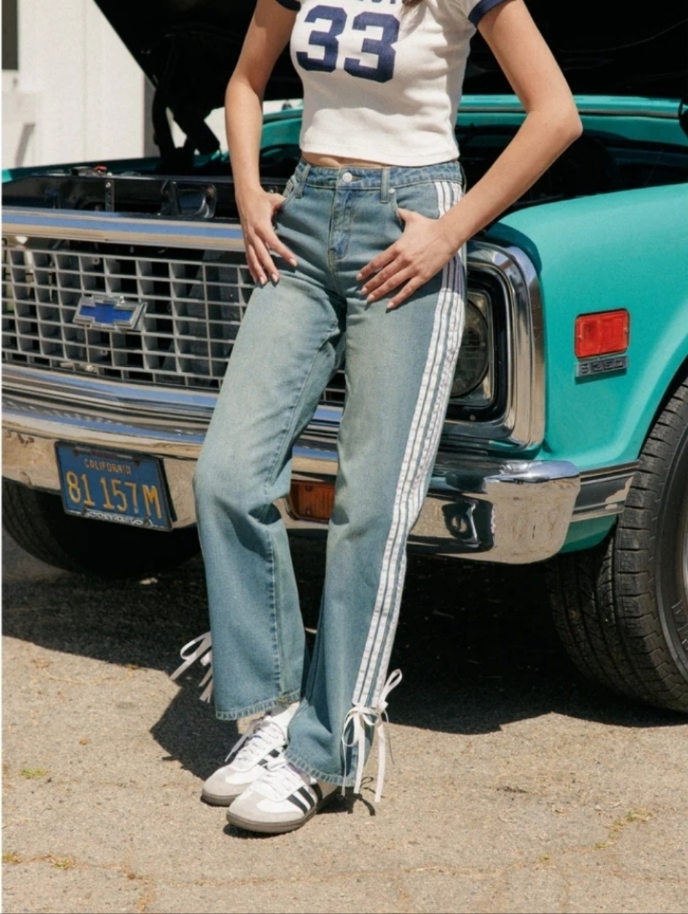 Cali 1850 Low Rise Striped Baggy Jeans size 26